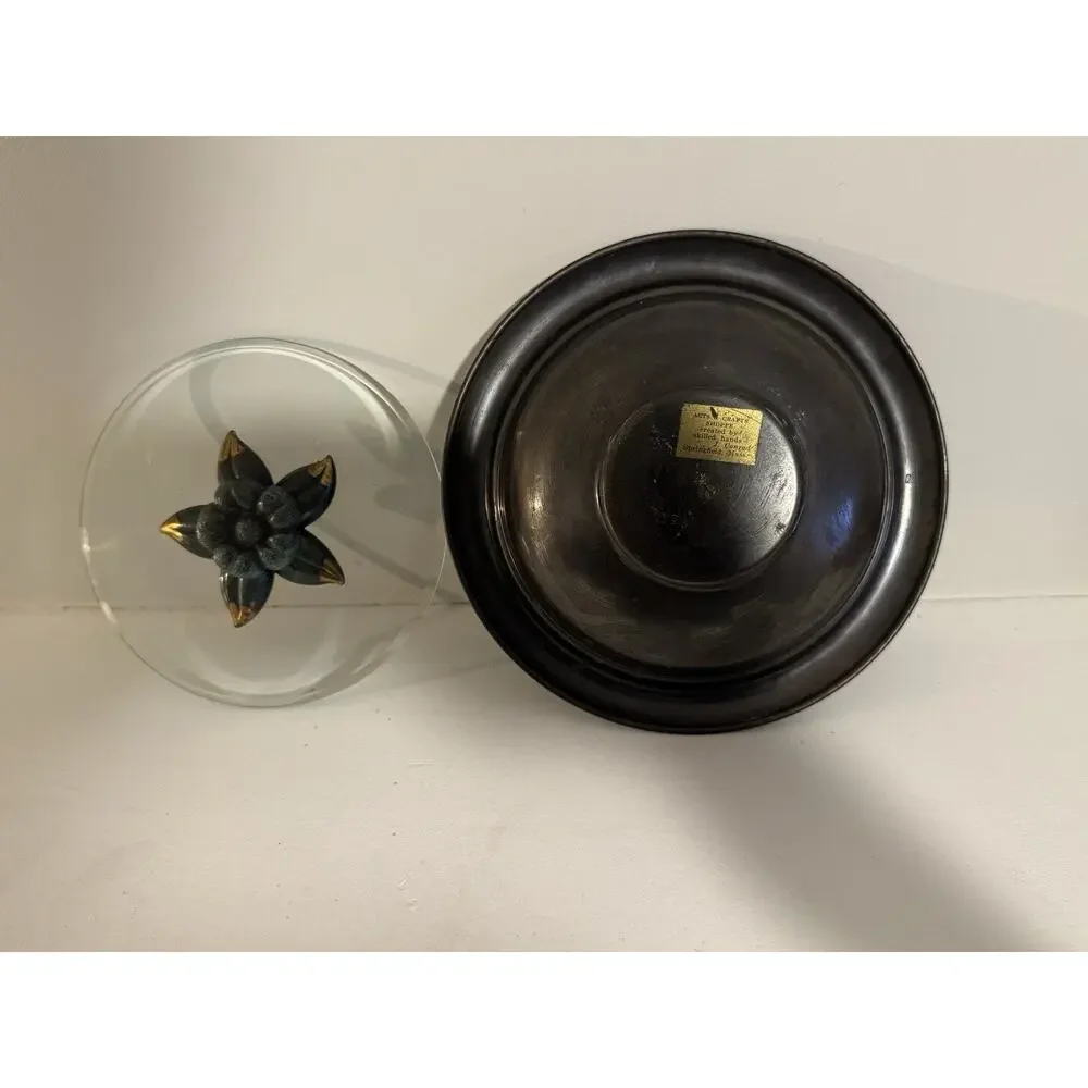 Vintage Art Deco Dish with Glass Beveled Lid Springfield Mass.